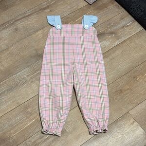 The Beaufort Bonnet company Pink Plaid Kids Overalls